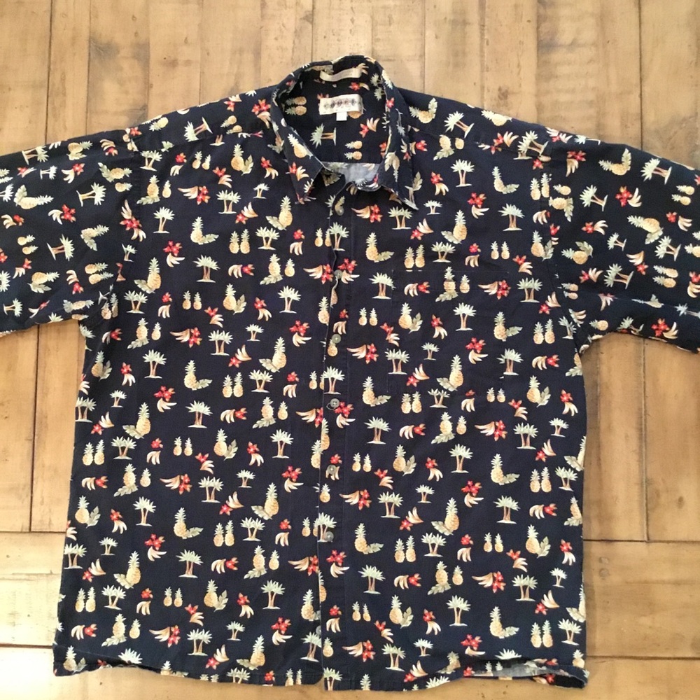 Campia moda black Tropical Print Button-Down Shirt